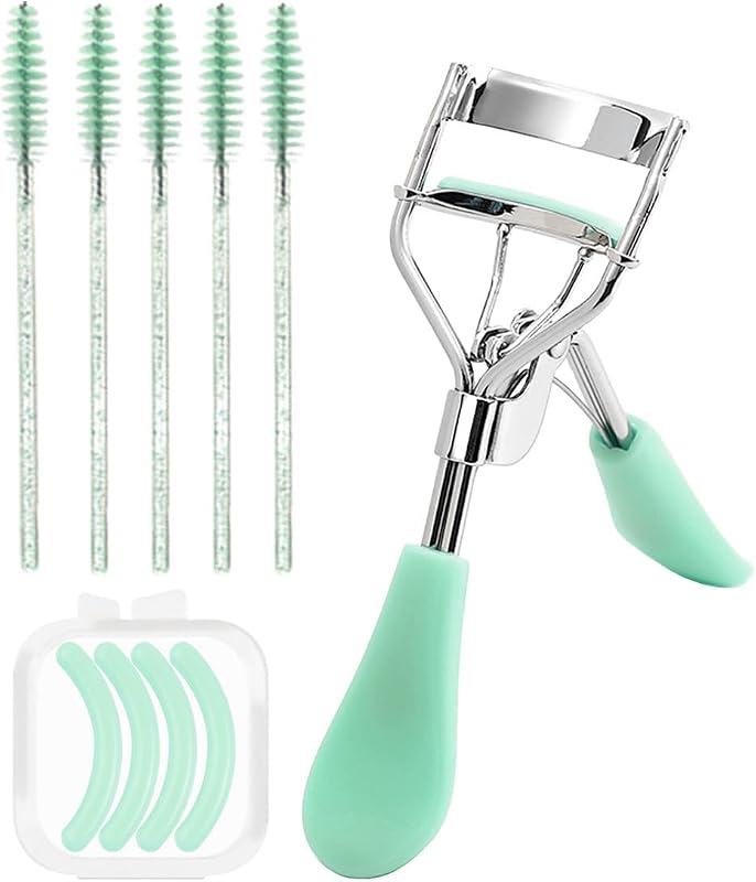Curvador de cílios BenePoint com 4 refis e 5 escovinhas descartáveis, verde