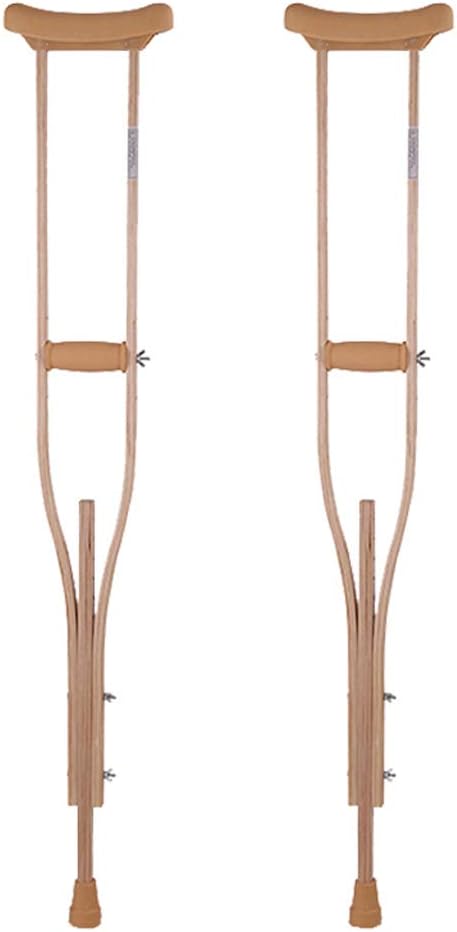 Lxn Lightweight Wooden Underarm Crutch,Telescopic Adjustable Height Non-slip Adult Walker - 1 Pair (Size : S)