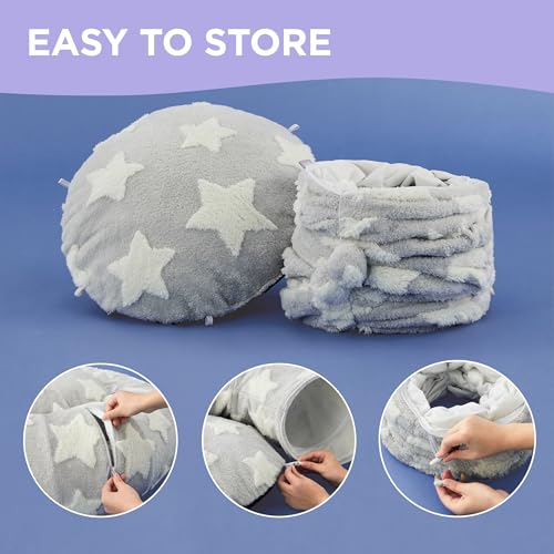 Image of Lesure Donut Cute Jacquard Cat Tunnel Bed Kitten Toys for Puppy Bunny | 33.5x33.5x10in,Round Cat Bed Tube for Indoor Cats Rabbit Dog,Pet Peekaboo Cave Toy,Spiral Hideaway,Washable Cushion,Grey