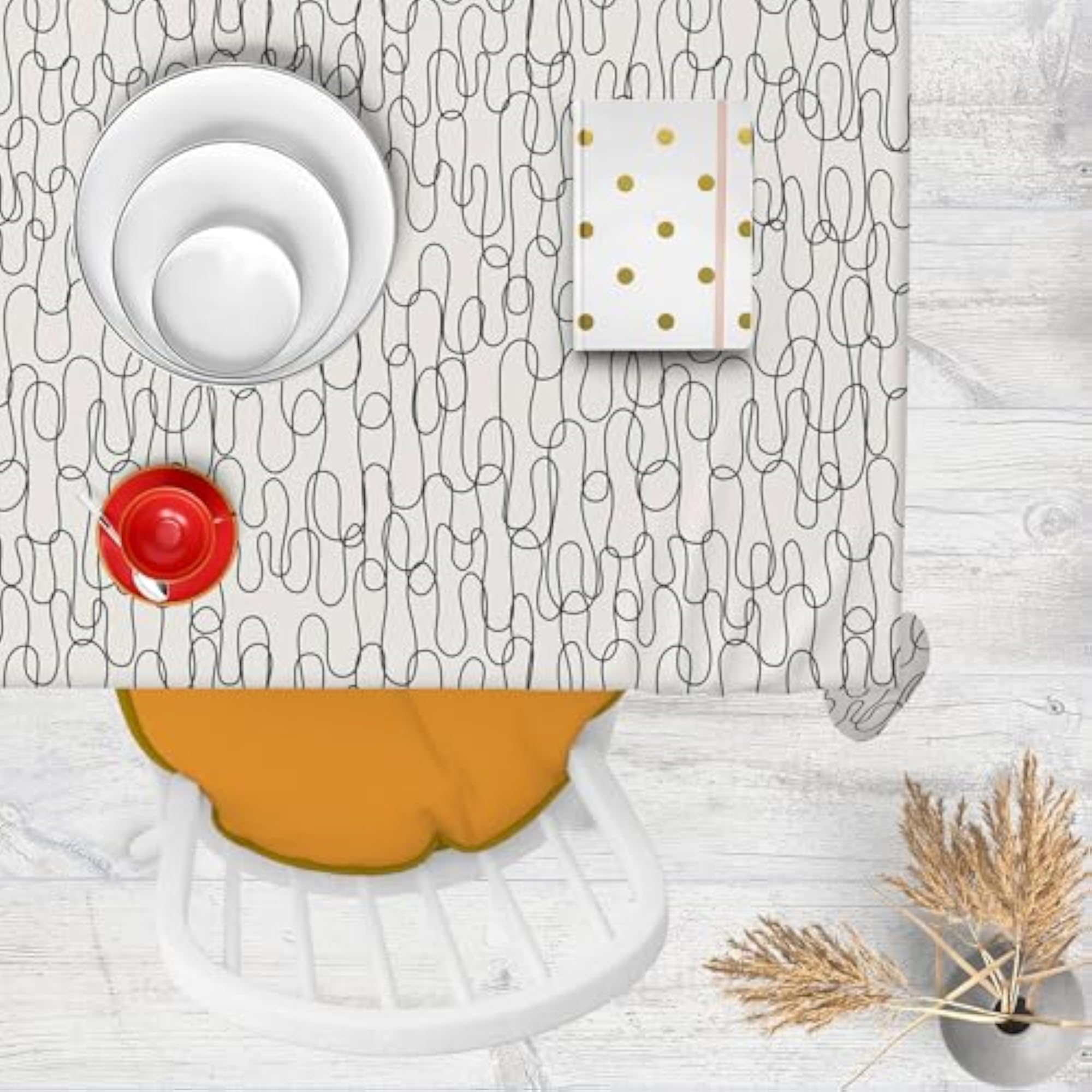Curly Lines Table Cloth Cover for Dining & Center Table