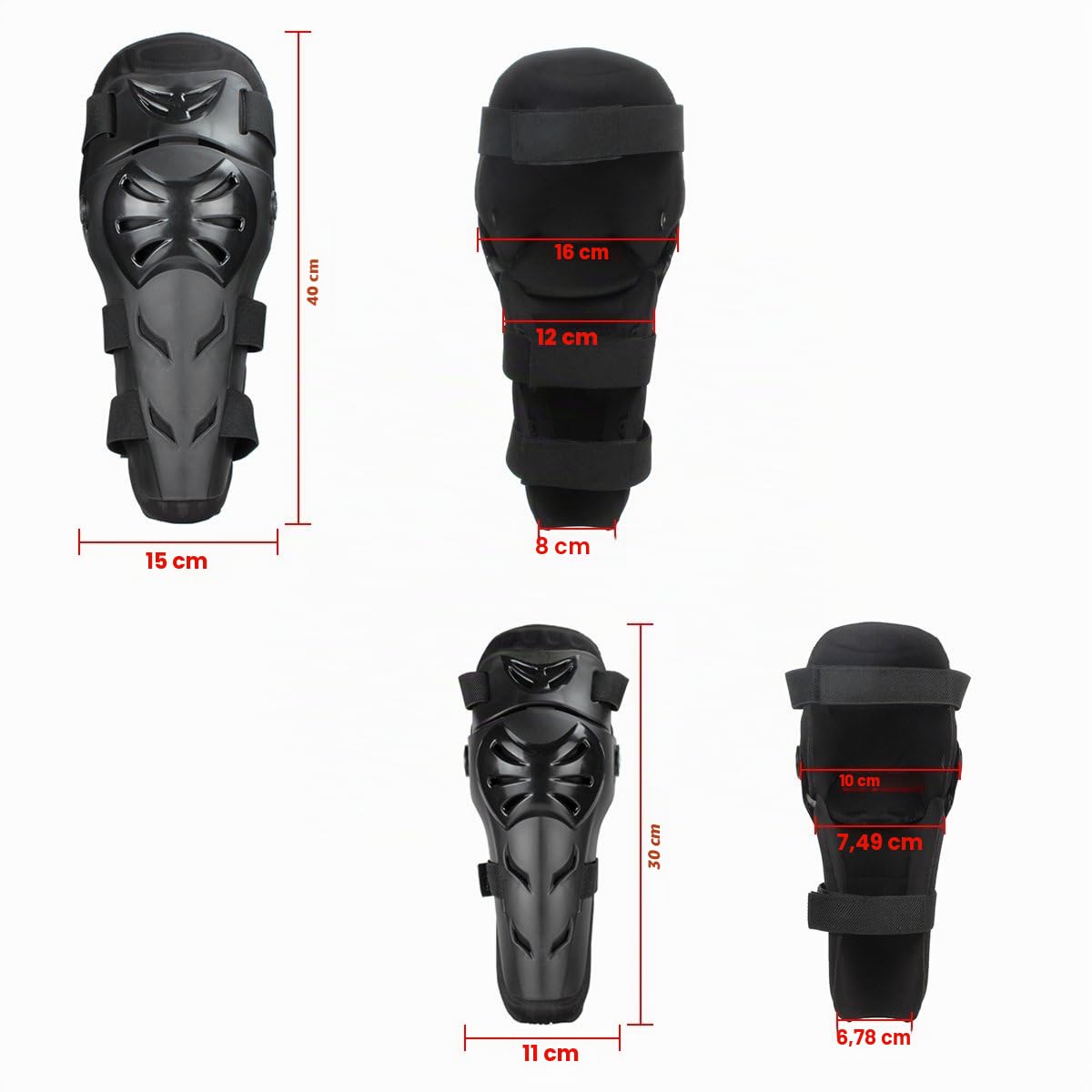 GES 4 Pcs Moto Genou Coude Protecteur Motocross Racing Genou Shin Garde Pads Équipement de Protection pour Les Adultes (Noir)