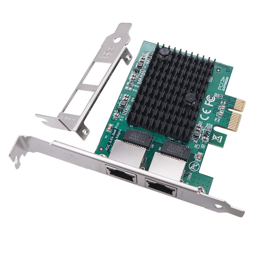 JMT Adattatore di rete Ethernet Scheda Rete Ethernet da PCI-E X1 a 2.5G a doppia porta RJ45 per PC desktop
