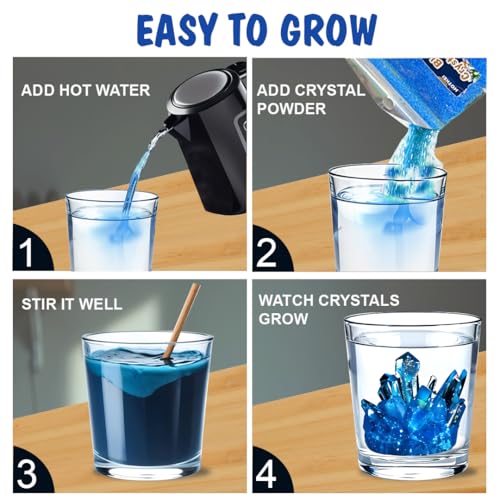 Image of HOTKEI Crystal Growing Science Experiment Kit Games Birthday Gift Toys for Boys Girls Kids Age 8 9 10 12 14 15 Years Old DIY STEM Educational Learning Science Project Kit Box for Kids