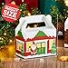 JOYIN 24 PCS 3D Christmas House Cardboard Treat Boxes for Holiday Xmas Goody Gift, Goodie Paper Boxes, School Classroom Party Favor Supplies, 4 Designs Candy Treat Cardboard Cookie Boxes
