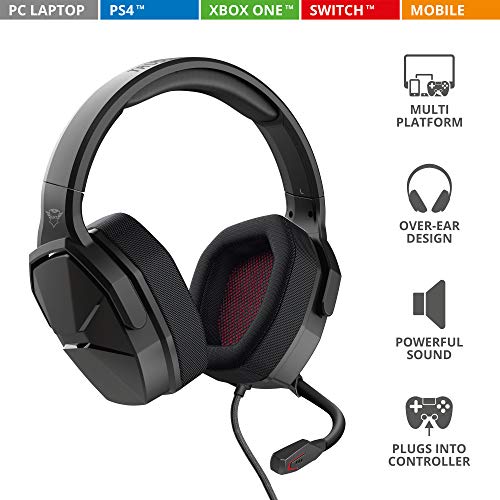 Trust-Gaming-Cascos-GXT-4371-Ward-Auriculares-Gamer-con-Microfono-Plegable-Comodo-Altavoces-Activos-de-50-mm-Cable-Trenzado-para-PS4-PS5-PC-Nintendo-Switch-Xbox-One-Xbox-Series-X-Negro