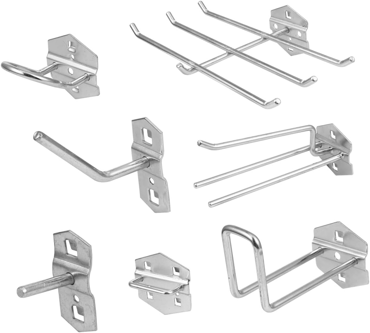 Cabilock 7-Piece Pegboard Hook Set Heavy-Duty Tool Hanging Hooks for Tool Storage Rack Wrench Hanger Organizer Bins for Garage Workshop and Home Use