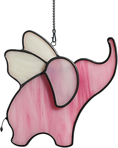 BOXCASA Bonito adorno de elefante para ventana, decoración de elefante, vitral, para colgar, regalos de inauguración de la casa, decoración de