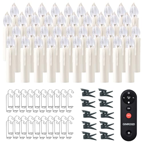 LZQ 40er LED Christbaumkerzen, Weihnachtskerzen Flammenlose LED Kerzen...