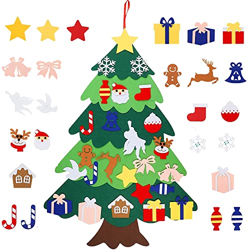 Filz Weihnachtsbaum, DIY Fühlte Weihnachtsbaum Filzkinder Weihnachtsbaum Wandbehang Weihnachtsschmuck Dekoration Cover