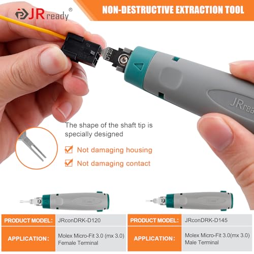 Image of JRready ST6489 Micro-Fit 3.0 Dual Row 2 4 6 8 Circuits Connector kit, w /Crimp Terminals 20-24 AWG, Molex Extraction Tool, Compatible with Molex Micro-Fit 3.0 Connector, 3.0mm Pitch, 446 Pcs