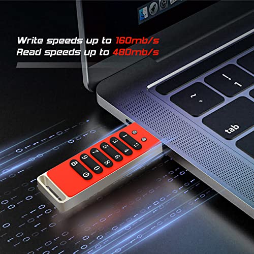 Image of INNPLUS Secure Flash Drive 256-bit, 32GB Encrypted USB 3.0 Drive, Password Protected, Compatible for MAC /Windows /Linux /Embedded System - Orange