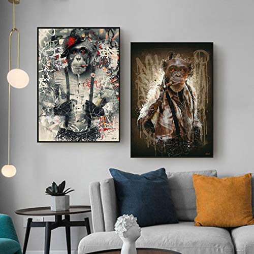 Impression toile gorille graffiti aux couleurs éclatantes 50x70cm sans cadre