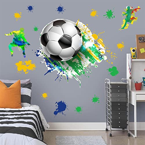 3D Football Stickers Football Wall Stickers for Bedrooms for Boys Soccer Wall Decals Removable Football Players Wall Decals Sport Wall Art Stickers for Kids Room Playroom Teens Room Gift Accessories - Image 2