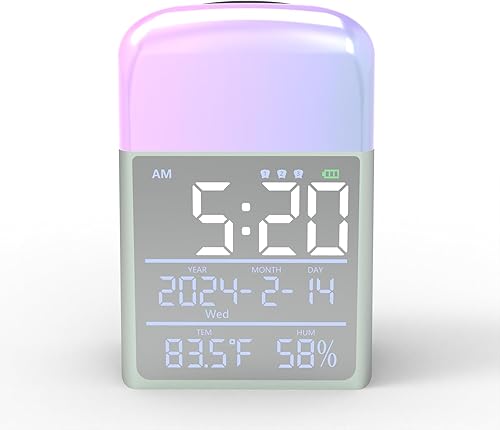 iMorde Reloj despertador digital, despertador de amanecer para dormitorio de niños, luz nocturna de 9 colores, lámpara de escritorio para lectura,