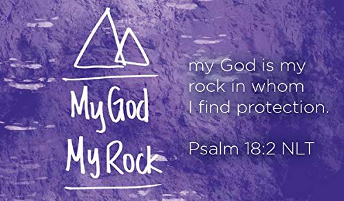God is my Rock, Psalm 18:2, Bulk Pack of 25 Christian Affirmation Scripture Cards for Kids, Bible Memory Verse Wallet Cards for Childrens Church, Sunday School, & Youth Ministry