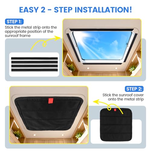 Image of funomo 2 Pcs RV Door Window Shade Cover - Magnetic RV Blackout Window Cover with UV Protection and Privacy Features 16 inch x 16 inch Foldable Magnet Design, Waterproof Fabric, Reflective Silver Coating
