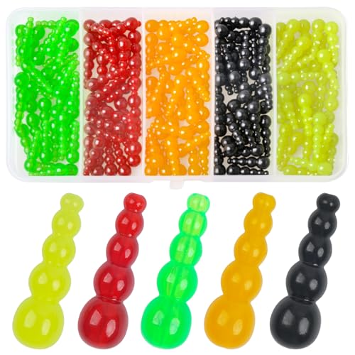 Stacked Fishing Beads, 150pcs Plastic Fishing Bead Lure Tackle Tapered Beads Walleye Trout Perch Spinner Rig Fishing Inline Spinner Lure Making Supplies Saltwater Freshwater