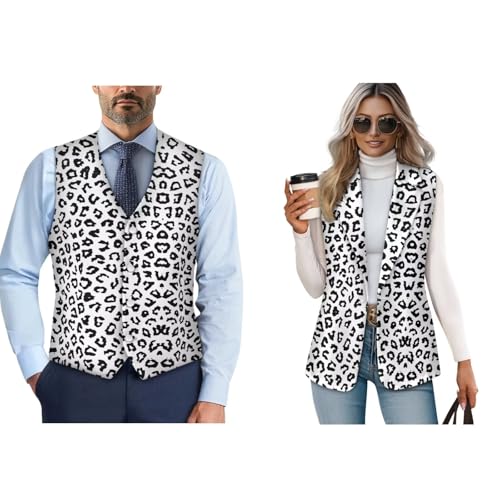 Couple Matching Vest Set Womens and Mens Lightweight Sleeveless Suit Vest Open Front (Available in Plus Size)