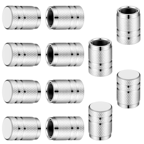 12PCS Dust Caps for Car Tyres, Car Tyre Valve Caps, Tire Valve Stem Cap, Metal Silver Aluminum-Plastic Composite Tire Air Cap for Trucks Cars Motorcycles Suvs and Bikes