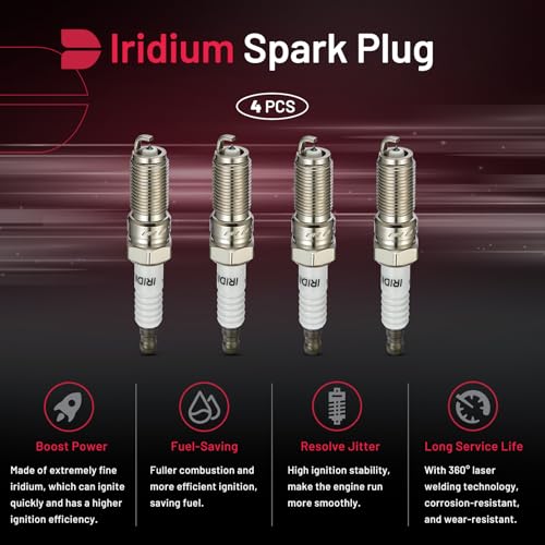 Image of BDFHYK Set of 4 Iridium Spark Plug Compatible with Allure LaCrosse Regal ATS Cobalt Equinox HHR C-Max Escape Fusion Acadia Canyon MKZ 3 6 CX-7 G5 G6 Sky Vue Engine Replacement for 4344 LTR5IX-11