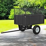 GarveeLife Heavy Duty 750 lbs Steel Garden Dump Cart for ATV/UTV – 17 Cu Ft Utility Trailer – Removable Sides, Pneumatic Tires, Quick-Dump – Yard Cart for Lawn Tractor, Mower, Farm & Landscaping