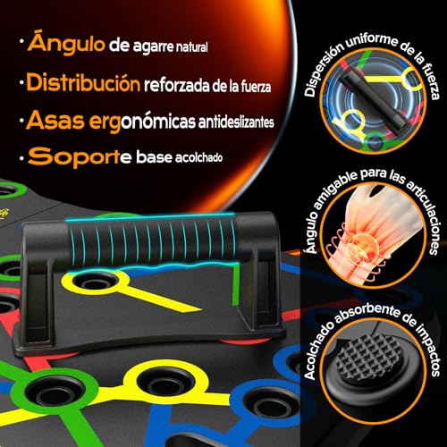 Miniatura 5 de AERLANG Tabla de Flexiones 30 en 2, Push Up Board Portátil, Soporte Multifuncional para Hombres y Mujeres, Equipo de Pecho y Brazos para Ejercicio y Gimnasio en Casa