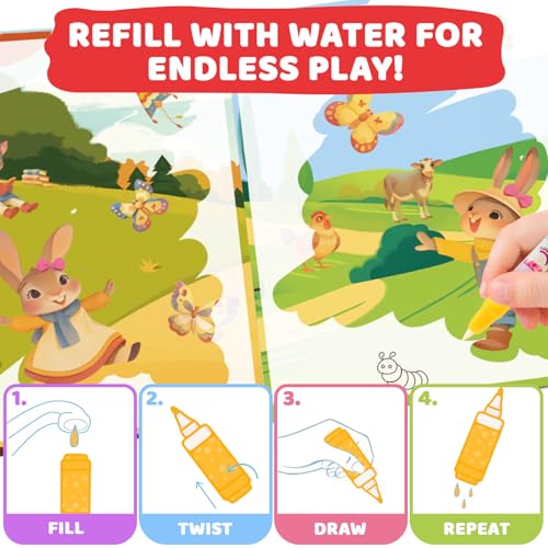 Mess Free Coloring Books for Toddlers, Reusable Water Toys for 3 4 5 6 Year Old Girl Boy, Road Trip Paint Activities, Travel Drawing Toys for Toddlers 3-5, Arts Crafts for Kids Ages 3-5 Birthday Gift — view 5