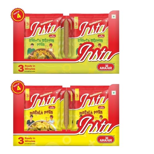 INSTA AHAAR Ready-to-Eat, Pack of 4 Khatta Meetha Poha (60g Each) and Pack of 4 Masala Poha (60g Each), Instant Snack (B0D7TVWNF3) Amazon Price History, Amazon Price Tracker