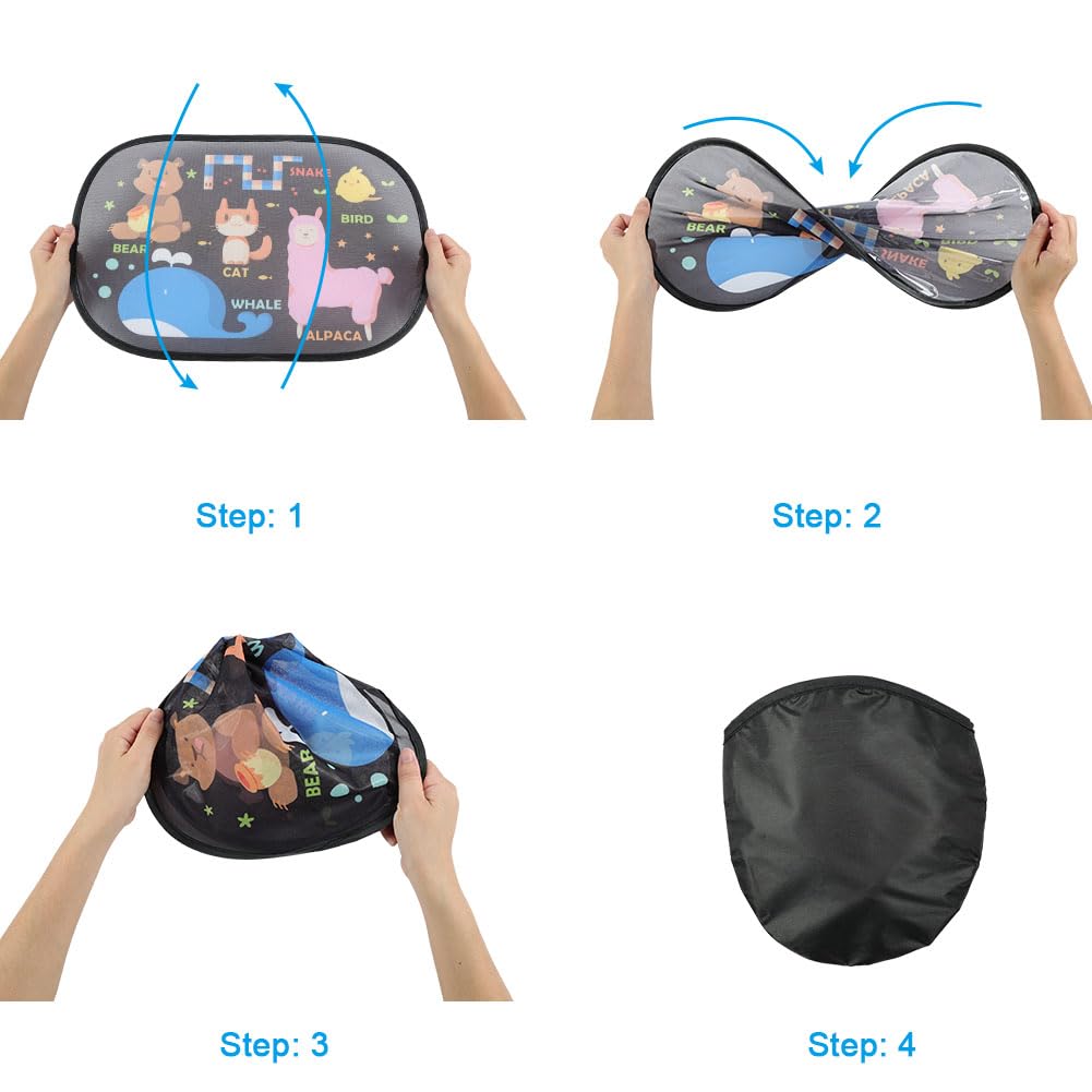 URAQT Car Sun Shade for Baby 2PCS,Car Window Shades for Kids Static Cling Side Window Protect from UV Rays,Sun Visor with Cute Animal Motifs,47 * 30CM - Image 4