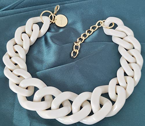 Maellis Chunky Chain Beads Choker Necklace - Acrylic And Metallic Beads With 18K Gold Plated Chain - Statement Jewelry For Women #TOP5