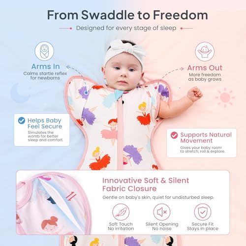 i-baby Outlast® Transitional Swaddle Sleep Sack, Arms Up Self-Soothing Swaddles with Arms in Out Cuffs Design for Newborns, Baby Sleeping Bag Wearable Blanket, Boy Girl Newborn Essentials — view 5