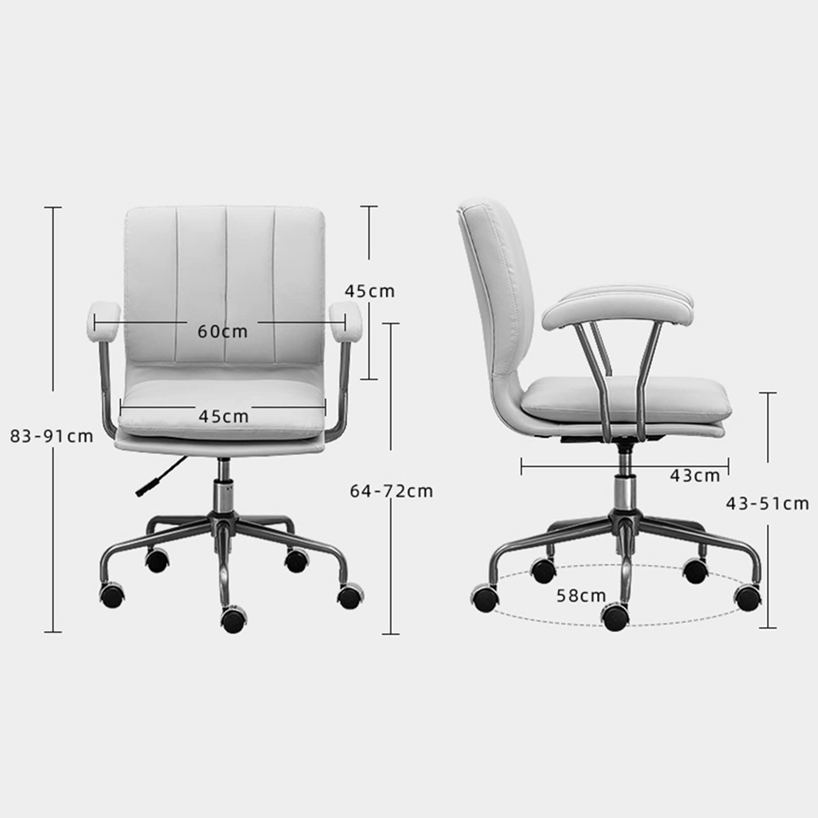 Fotel biurowy, ergonomiczny fotel biurowy z mikrofibry, fotel komputerowy ze średnim oparciem i obrotowym rolowaniem, fotel do pracy z podłokietnikami, krzesła biurowe do biura domowego Chaser of