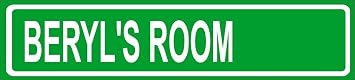 Beryl Room Green Aluminum Street Sign 4"x18" Great Decor for Any Room Girls Name