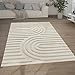 Produktbild Paco Home Hochflor Teppich Wohnzimmer Shaggy 3D Optik Ethno Boho Vintage Look Weich, Grösse:160x220 cm, Farbe:Creme 7