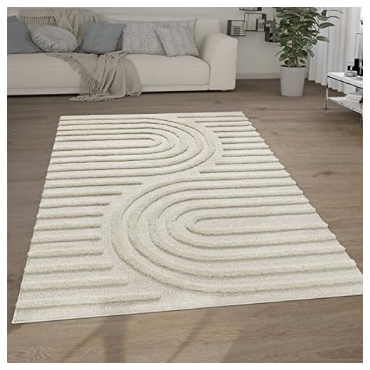 Paco Home Tapis Poils Longs Tapis De Salon Tapis Shaggy Aspect 3D Ethnique Boho Look Vintage Doux, Dimension:160x220 cm, Couleur:Crème 7