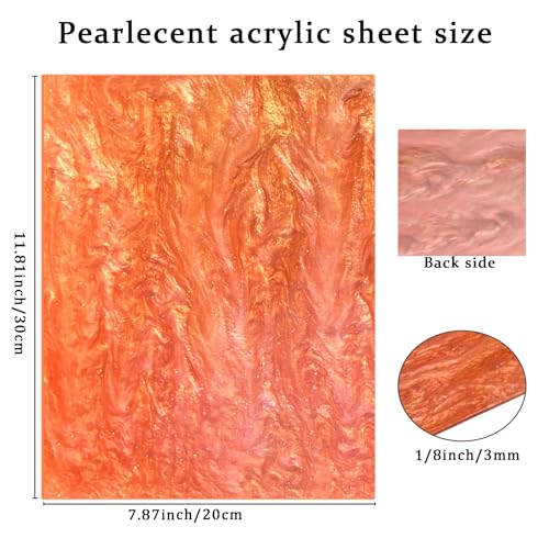 Image of Pearl Glitter Cast Acrylic Sheet 1 /8 Inch for Laser Cutting 12x8 Inch Sparkly Water Stream Pattern Acrylic for Laser Engraving, Crafts, DIY Projects (1, Orange, 12x8 Inch)