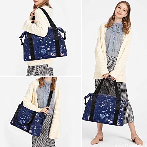 HUA ANGEL Travel Duffel Bag Sports Tote Gym Bag Shoulder Weekender Overnight Bag for Women Foldable Carry On Luggage Bag