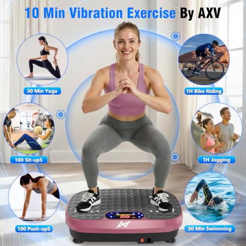 Image of AXV Vibration Plate Fitness Platform Exercise Machine Vibrating Shaking Full Body Shaker Workout Vibrate Stand Shake Board Sport Gym for Weight Loss Fat Burner for Women Men