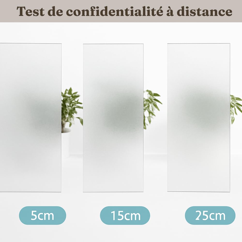 Film de confidentialité pour vitres et fenêtres (satiné, 60 x 400 cm) professionnel – Écran occultant pour bureau et maison – Film anti-UV, grand verre, statique, sans colle