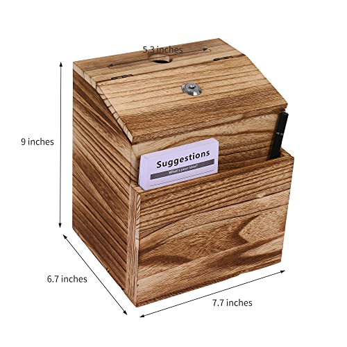 Apexleap Wooden Suggestion Box With Slot And 100 Free Suggestion Cards, Comment Card Box With Lock, Ballot Box, Church Box, Donation Box, Cash Box, Wall Mounted Or Freestanding, Brown, Rustic #TOP1