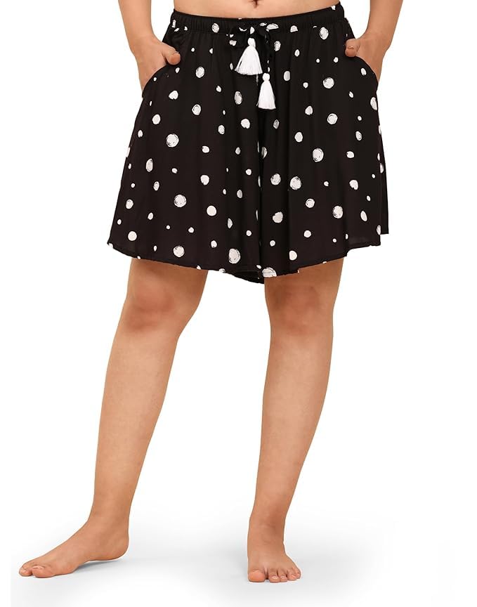 Image of B STORIES Women's Viscose Printed Lounge Culotte Shorts (Pack of 2)