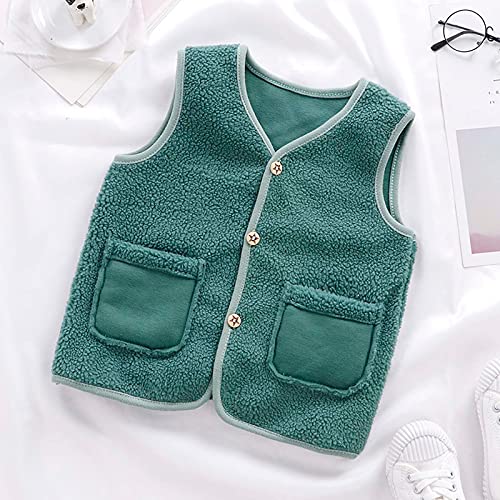 Leaflove Autumn Kids Boys Girls Cardigan Vest Clothes Winter Baby Fleece Warm Cardigan Waistcoat Solid Color Buckle Vest With Pockets Fleece Coat Unisex Children Buttons Outerwear Cardigan Vest #TOP2