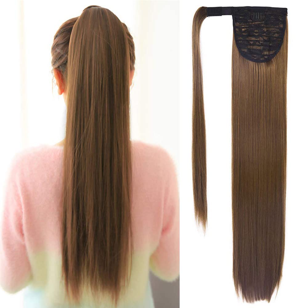 Sponsored Ad – KASTWAVE Clip in Ponytail Extension Wrap Around Long Straight Pony Tail Hair 24 Inch Straight Wrap Around Clip in Synthetic Fiber Hair (Light Chocolate Brown)