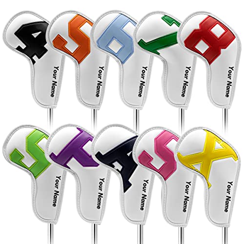 Montale Golf Iron Covers 10pcs Leather Colorful Golf Iron Headcovers,Golf Club Head Covers for Most Brand Customize & Non-Customiz
