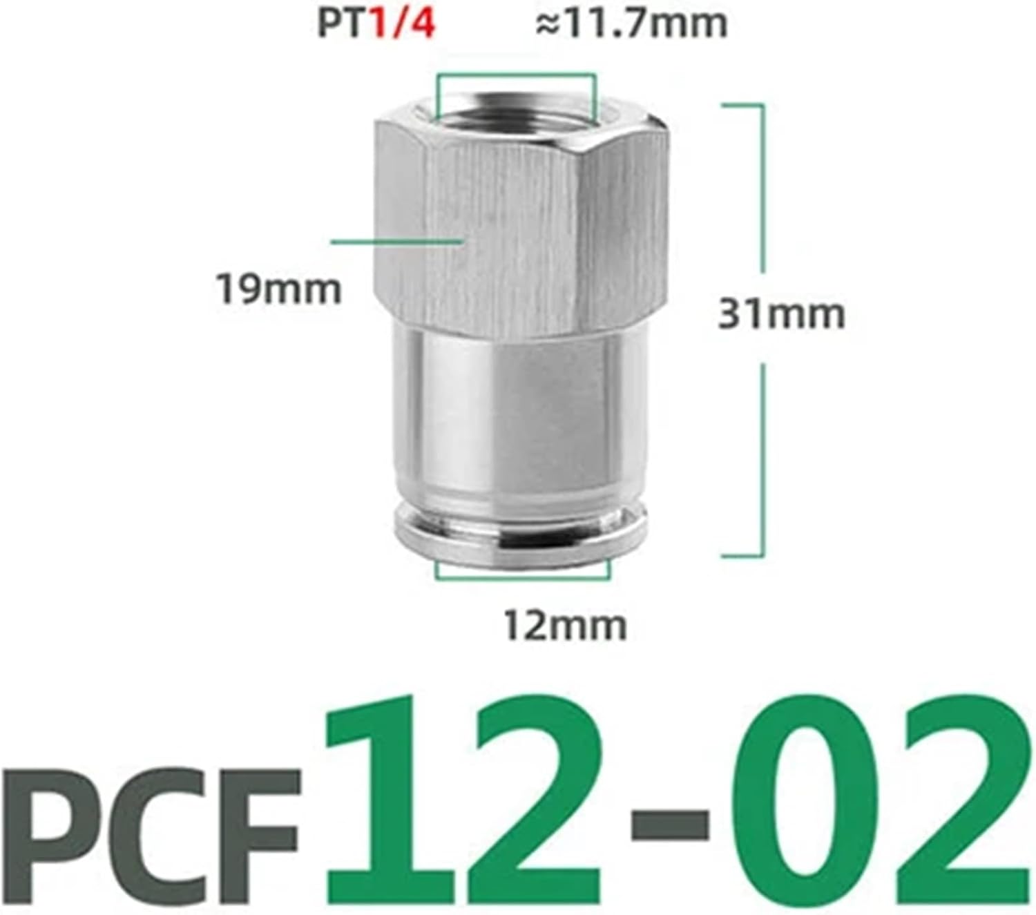 Pneumatic connector 304 stainless steel PCF1/8” 1/4” 3/8” 1/2”internal thread pneumatic quick connector hose air pipe(PCF12-02)