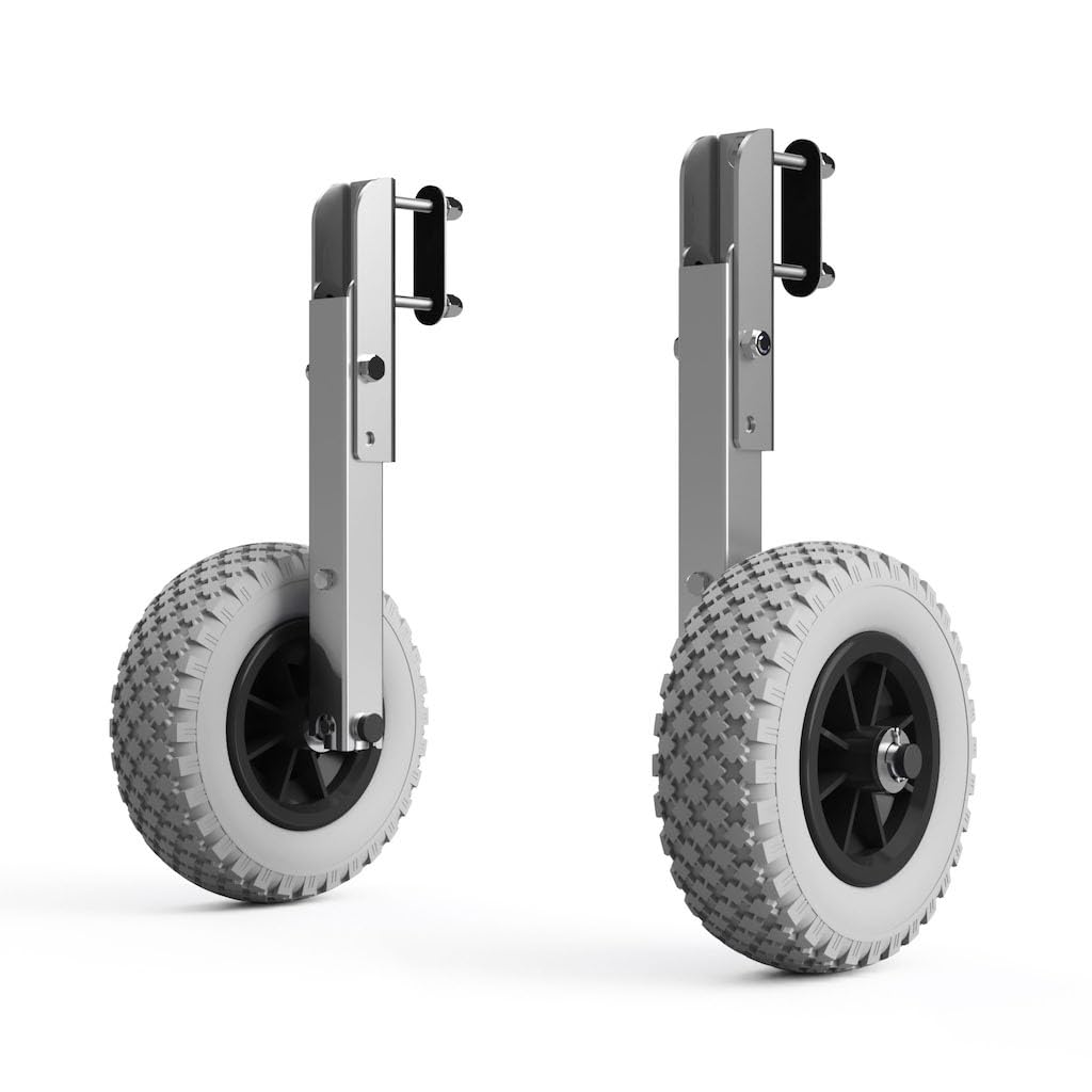 Strandwielen spiegelwielen voor rubberboot opvouwbaar bediening met één hand roestvrij staal A4 SUPROD HD200, zwart/groen