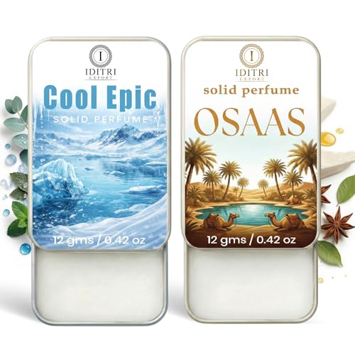 Image of IDITRI EXPORT Solid Perfume |Osaas&Cool Epic Alcohol Free Wax Perfume Balm, Long Lasting | Pocket Tin 12g, Pack Of 2| Non Greasy Smooth Glide, Travel Friendly Men And Women