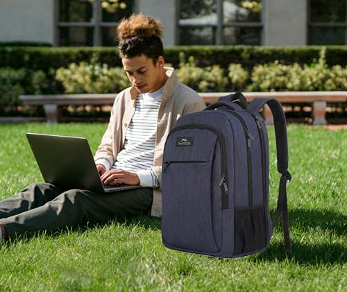 Image of MATEIN Large College Backpack, Sturdy Computer Backpack with USB Charging Port Fits 17 inch Notebook, Carryon Luggage Travel Laptop Bag for Business Men and Women Christmas New Year Gift, Blue | Large Carry On Luggage Travel Laptop Bag, Anti Theft Pocket, Sturdy College Business Daypack, Gifts for Men & Women