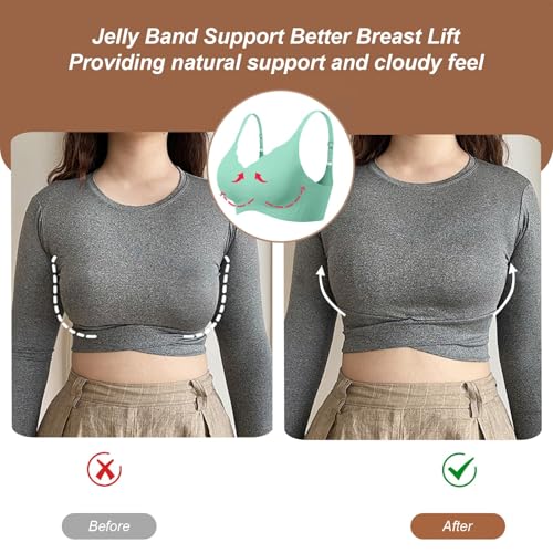 Image of OEAK Womens Wireless Jelly Bras Push Up Bralette Full Coverage No Underwire Bra Comfortable Everyday Seamless Tshirt Bras