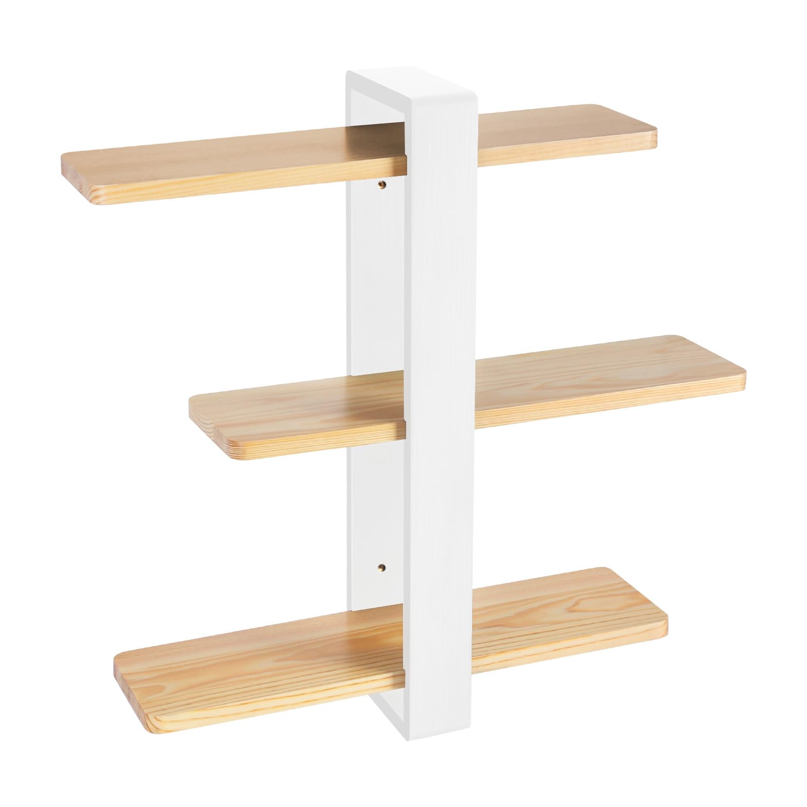 HUOLE Mensola da parete industriale in acciaio per tubi in legno, mensola sospesa, libreria a 3 livelli, per cucina, soggiorno, camera da letto, 58 x 50 x 16 cm, bianco (2 pezzi)